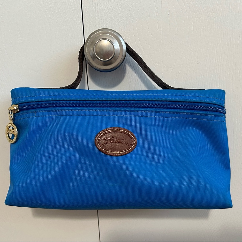 Longchamp Le Pliage small blue  cosmetic toiletry big with handle